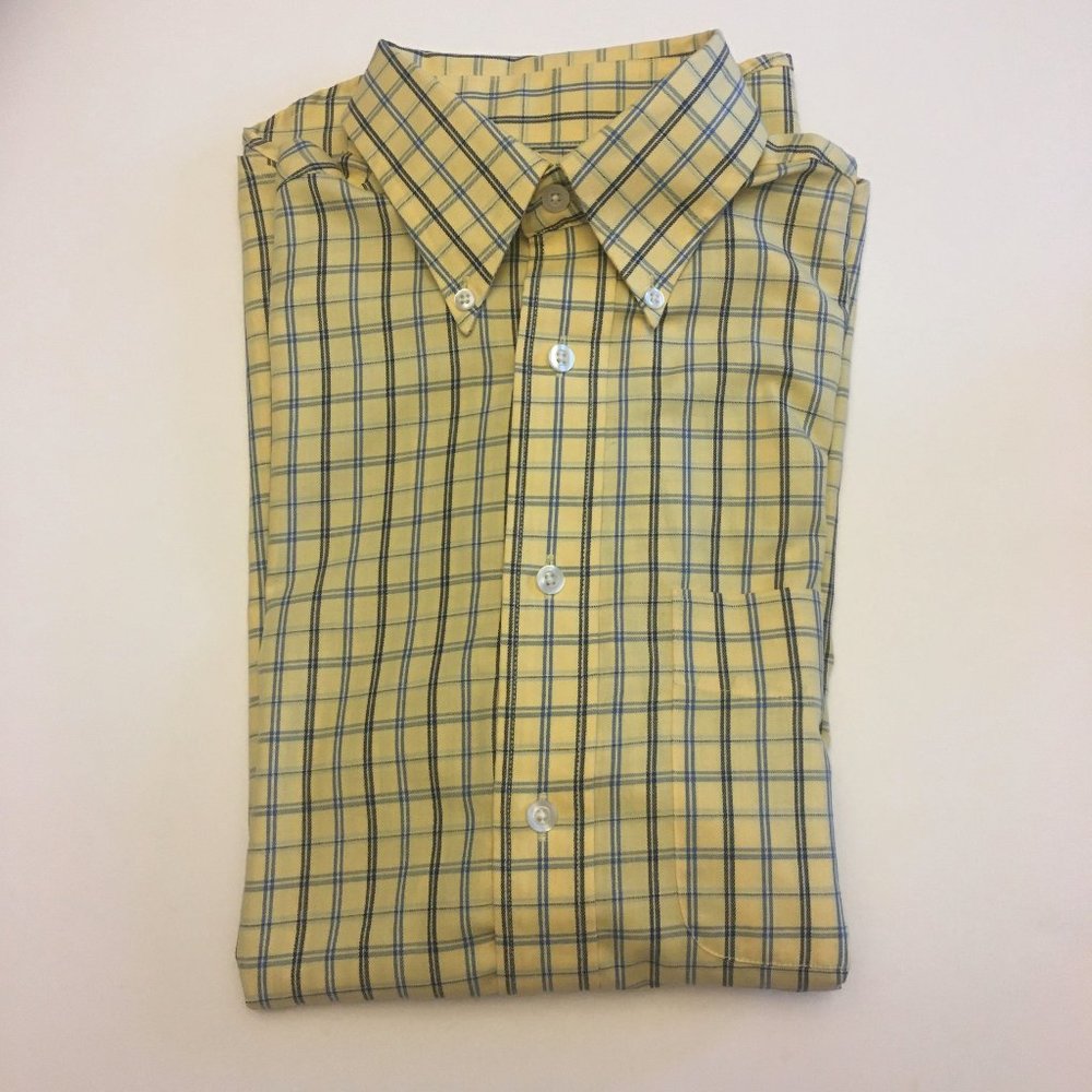 Roundtree & Yorke Yellow Plaid Button Down Shirt